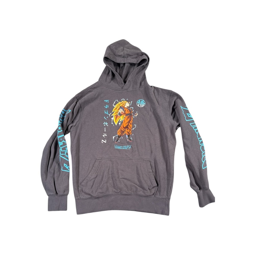 Dragon Ball Z Goku Super Saiyan Pullover Hoodie Toei Animation Mens Medium Gray